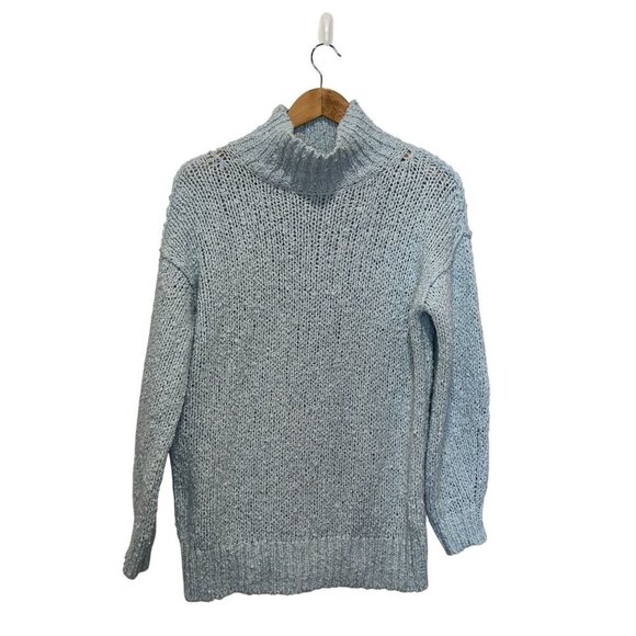 Anthropologie Blue Baggy Versatile Mock Neck Pullover Sweater Women's Size XXS - Picture 2 of 9